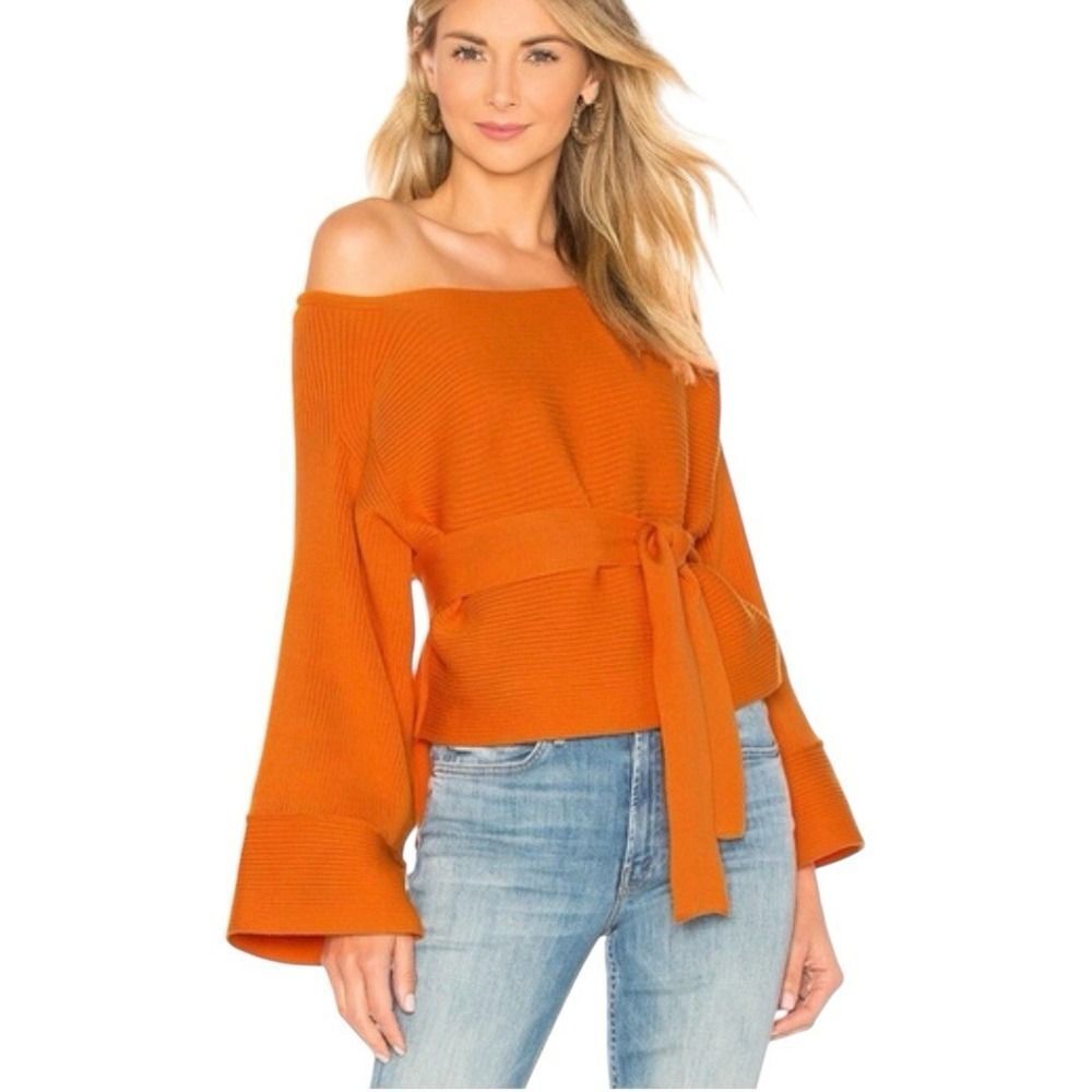 Mara Hoffman Lilou sweater.Front shorter.100% Organic Cotton.Orange.Sz S.NWT